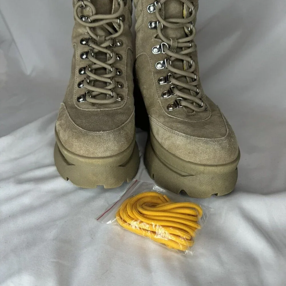 Aqua Haly Platform Tan Suede Leather Round Toe lace-up Hiking Boots Wms Sz 10.5 - Picture 6 of 8